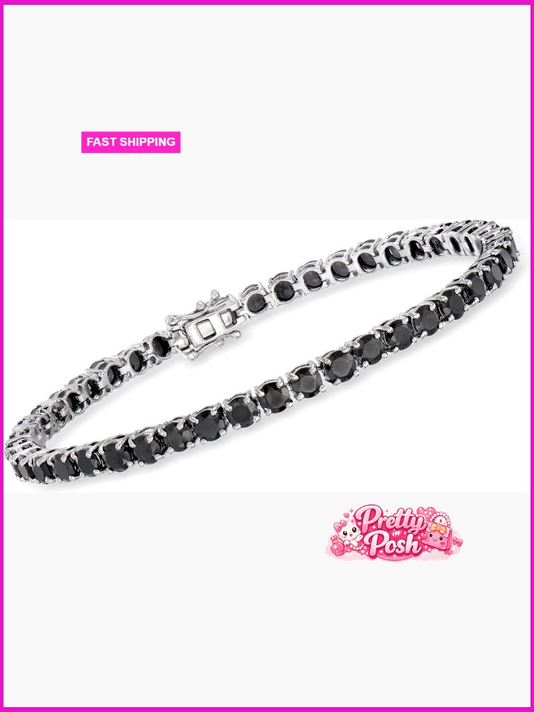 12.00 Ct T.W. Black Spinel Tennis Bracelet In Sterling Silver